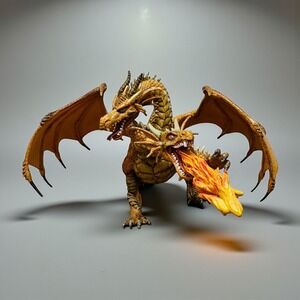 Two Headed Dragon Action Figure Fire Breathing Gold Fantasy Toy PAPO 2005